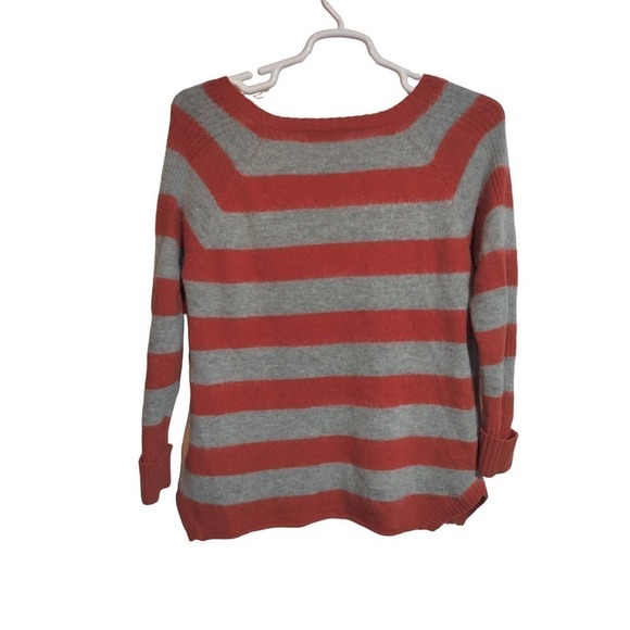 Lumiere Angora blend orange and gray striped knit sweater woman medium - Picture 4 of 4